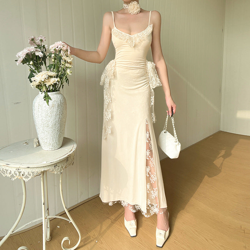 Strap Lace Patchwork Dress - Chiccharm