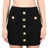 Gold Buttoned Mini Skirt