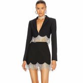 Tailored Blazer and Embellished Mini Skirt Temperament Suit - Chiccharm