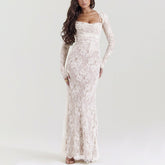 Long Sleeve Lace Maxi Dress - Chiccharm