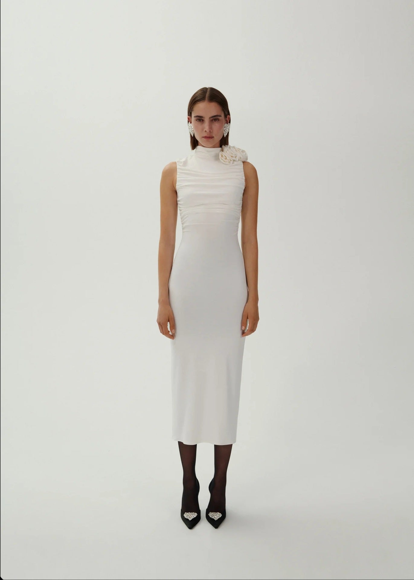 Vienna Rose Pleated Sheath Dress Midi