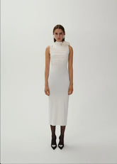 Vienna Rose Pleated Sheath Dress Midi