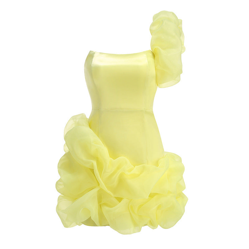 Yellow Ruffled Party Dress - Chic Charm