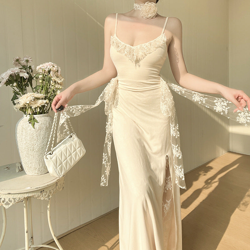 Strap Lace Patchwork Dress - Chiccharm