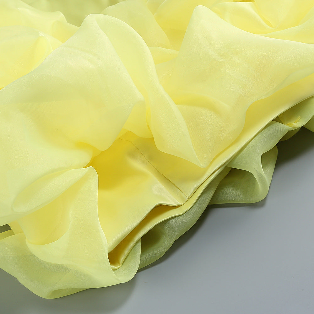 Yellow Ruffled Party Dress - Chic Charm