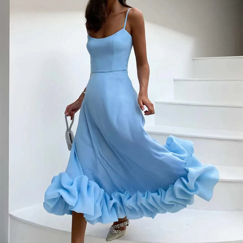 Elegant Ruched Hem Dress Midi - Chiccharm Boutique