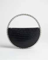 Diamante Round Leather Clutch