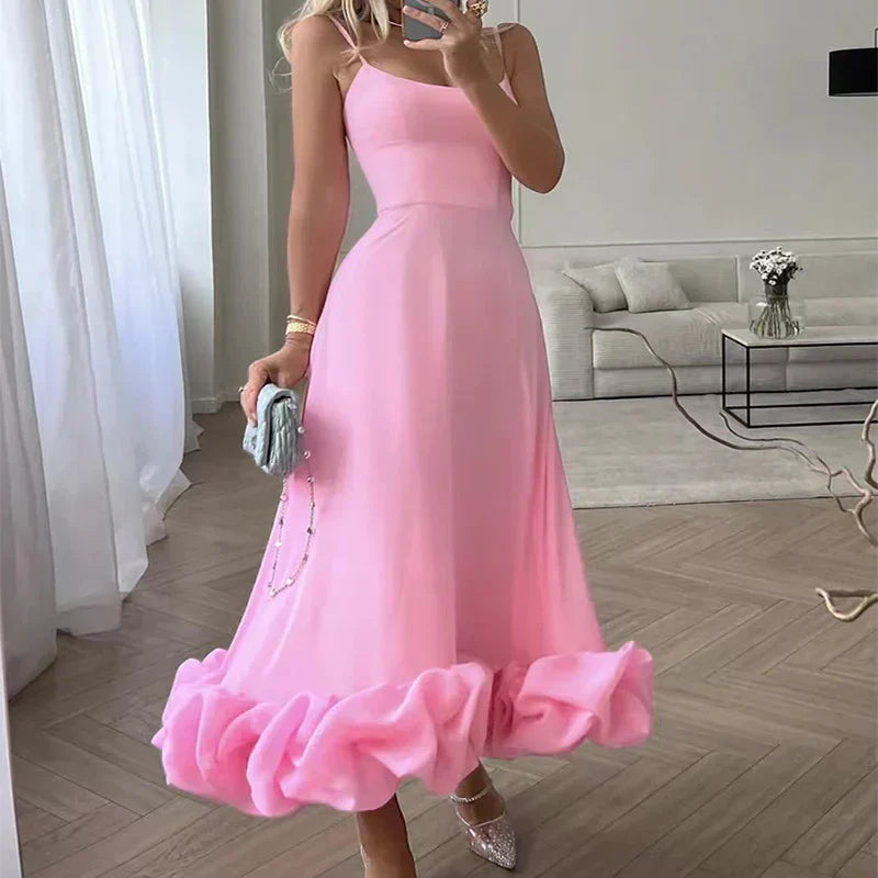 Midi Pink Dress For Women - Chiccharm boutique