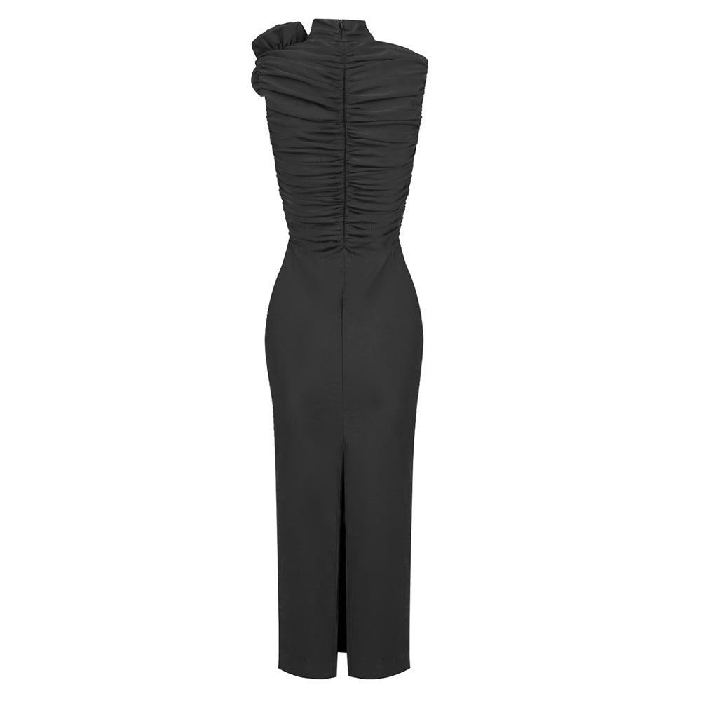 Vienna Rose Pleated Sheath Midi Dress