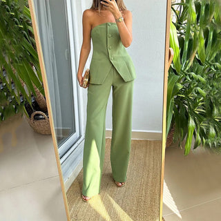 Fashion Tailored Suit Button Jumpsuit - Chiccharm