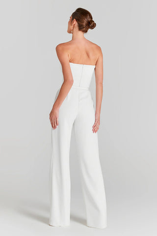 Mesh Top White Jumpsuit