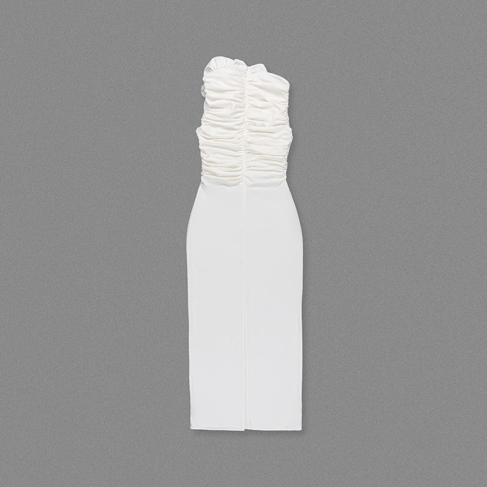 Vienna Rose Pleated Sheath Midi Dress