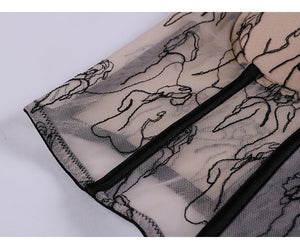 Abstract Muse Embroidered Mesh Corset Top - Chiccharm Boutique