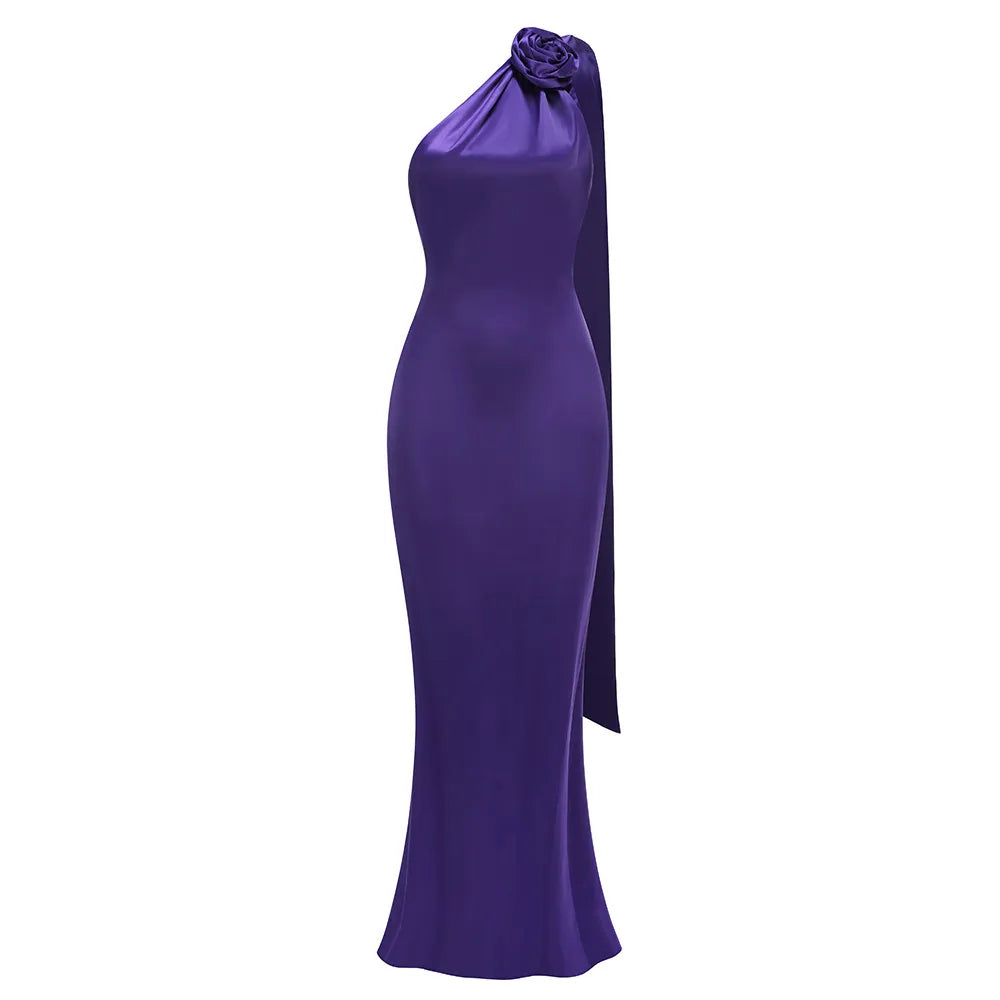 Amethyst Bloom Satin Gown - Chiccharm Boutique