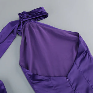 Amethyst Bloom Satin Gown - Chiccharm Boutique