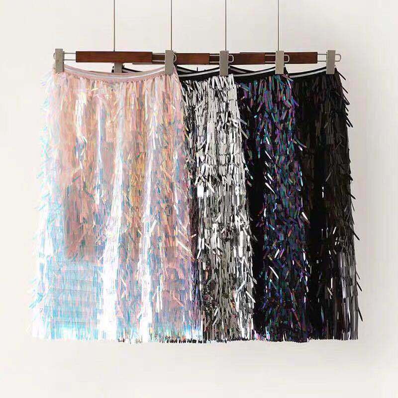 Artistic Metallic Fringe Skirt - Chiccharm Boutique