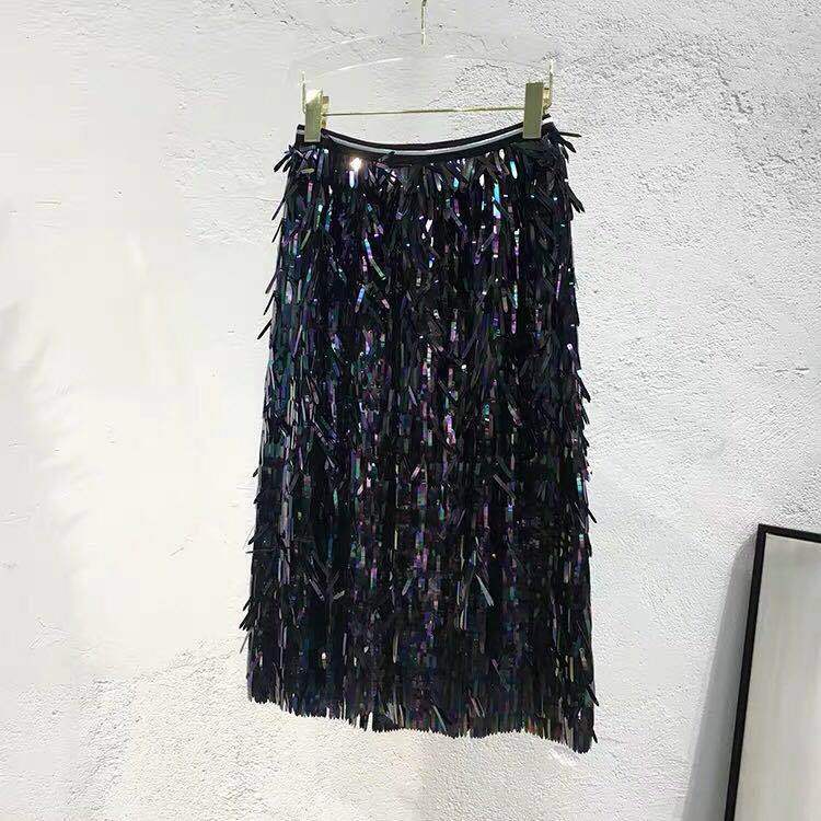 Artistic Metallic Fringe Skirt - Chiccharm Boutique