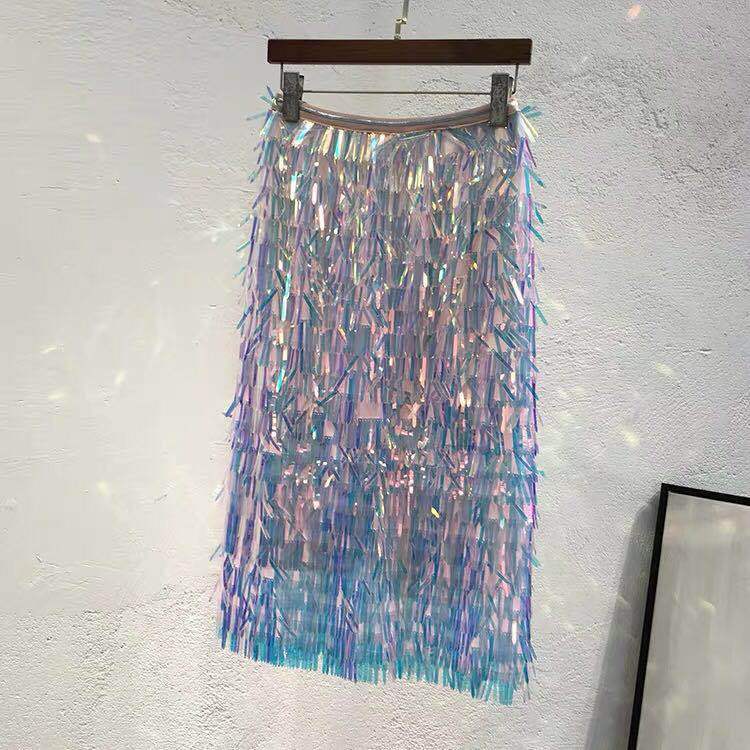 Artistic Metallic Fringe Skirt - Chiccharm Boutique