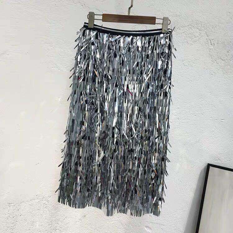 Artistic Metallic Fringe Skirt - Chiccharm Boutique