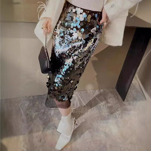 Artistic Sequin Midi Skirt - Chiccharm Boutique