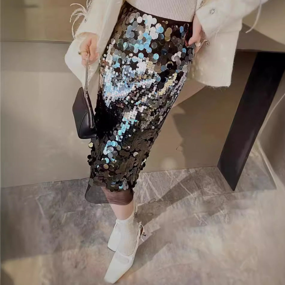 Artistic Sequin Midi Skirt - Chiccharm Boutique