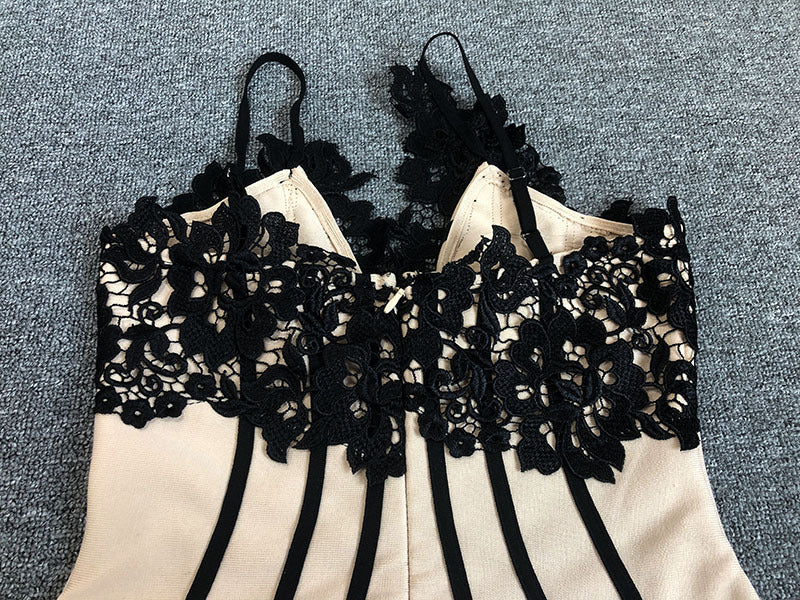 Asymmetric Lace Bodycon Dress - Chiccharm Boutique