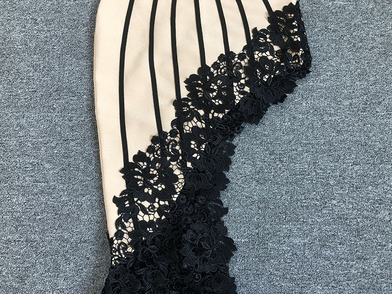 Asymmetric Lace Bodycon Dress - Chiccharm Boutique