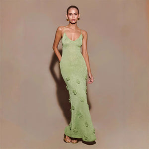  Backless Glitter Knit Dress Maxi  - Chiccharm Boutique