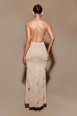  Backless Glitter Knit Dress Maxi  - Chiccharm Boutique