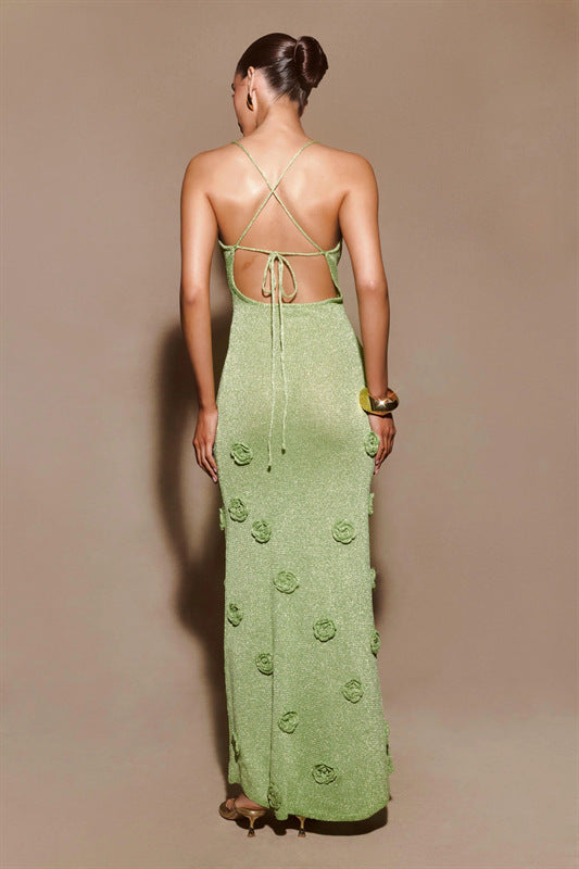  Backless Glitter Knit Dress Maxi  - Chiccharm Boutique