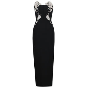 Bandage Dress With Beaded flowers - Chiccharm Boutique