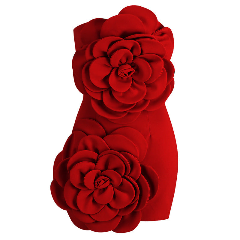 Bold Bloom Red Strapless Mini Dress - Chic charm