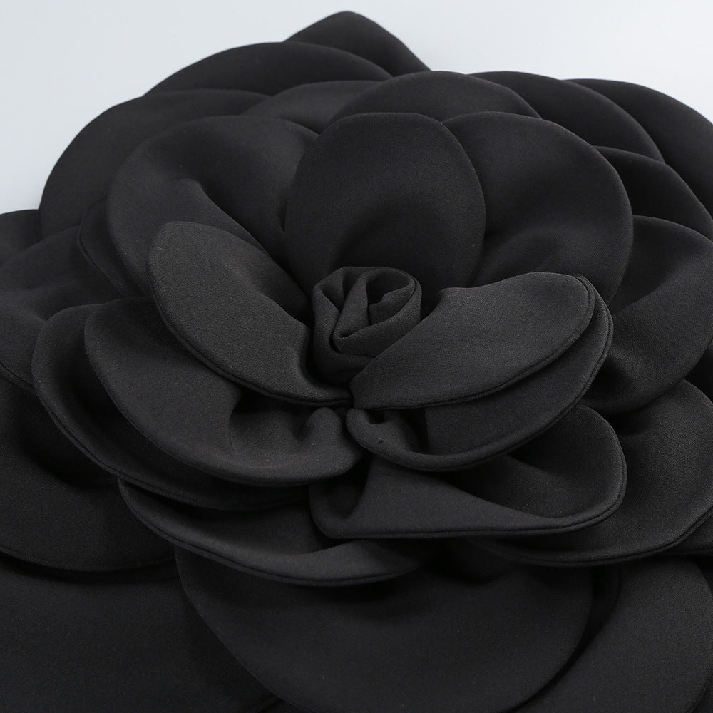 Bold Bloom black Strapless Mini Dress - Chic charm