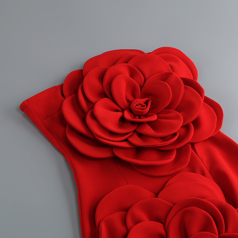 Bold Bloom Strapless Mini Dress - Chiccharm Boutique