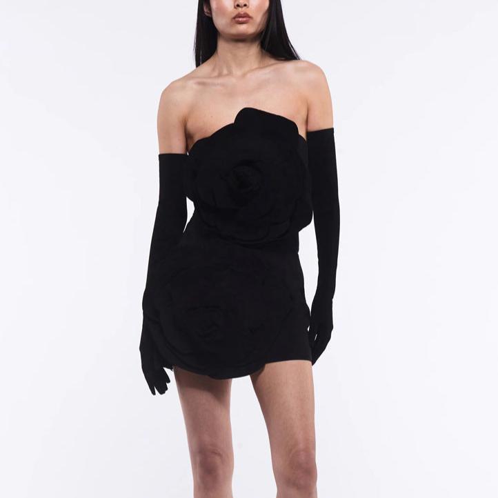 Bold Bloom Strapless Mini Dress - Chiccharm Boutique