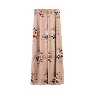 Chiffon printing split loose wide leg pants - Chiccharm Boutique