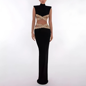Crystal Embellished Glam Gown-Chiccharm Boutique