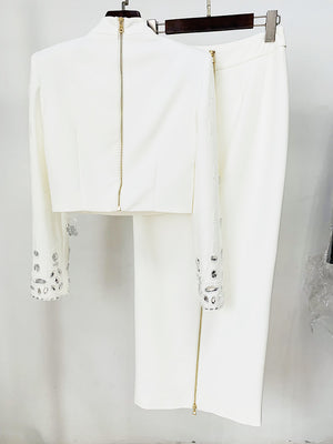 Diamond Embellished Co-Ord with Maxi Skirt - Chiccharm Boutique