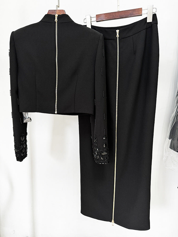 Diamond Embellished Co-Ord with Maxi Skirt - Chiccharm Boutique