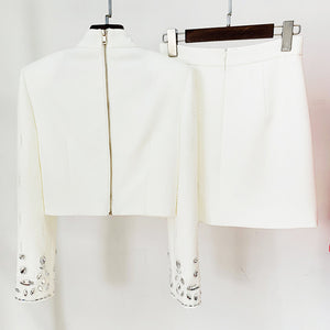 Diamond Inlaid Co-Ord Set with Mini Skirt - Chiccharm Boutique