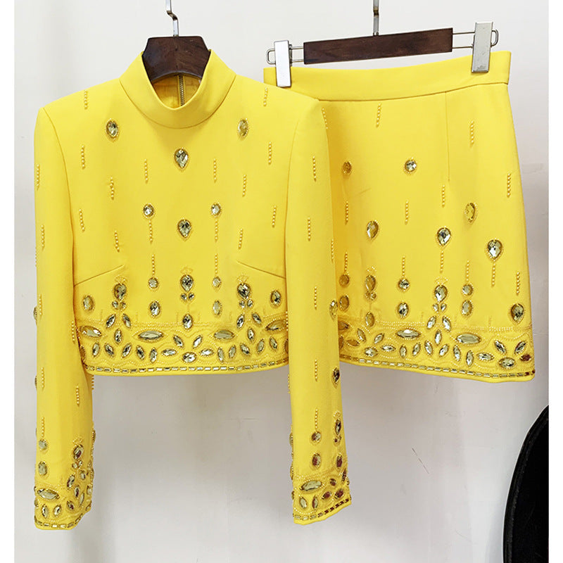 Diamond Inlaid Co-Ord Set with Mini Skirt - Chiccharm Boutique