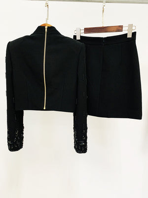 Diamond Inlaid Co-Ord Set with Mini Skirt - Chiccharm Boutique