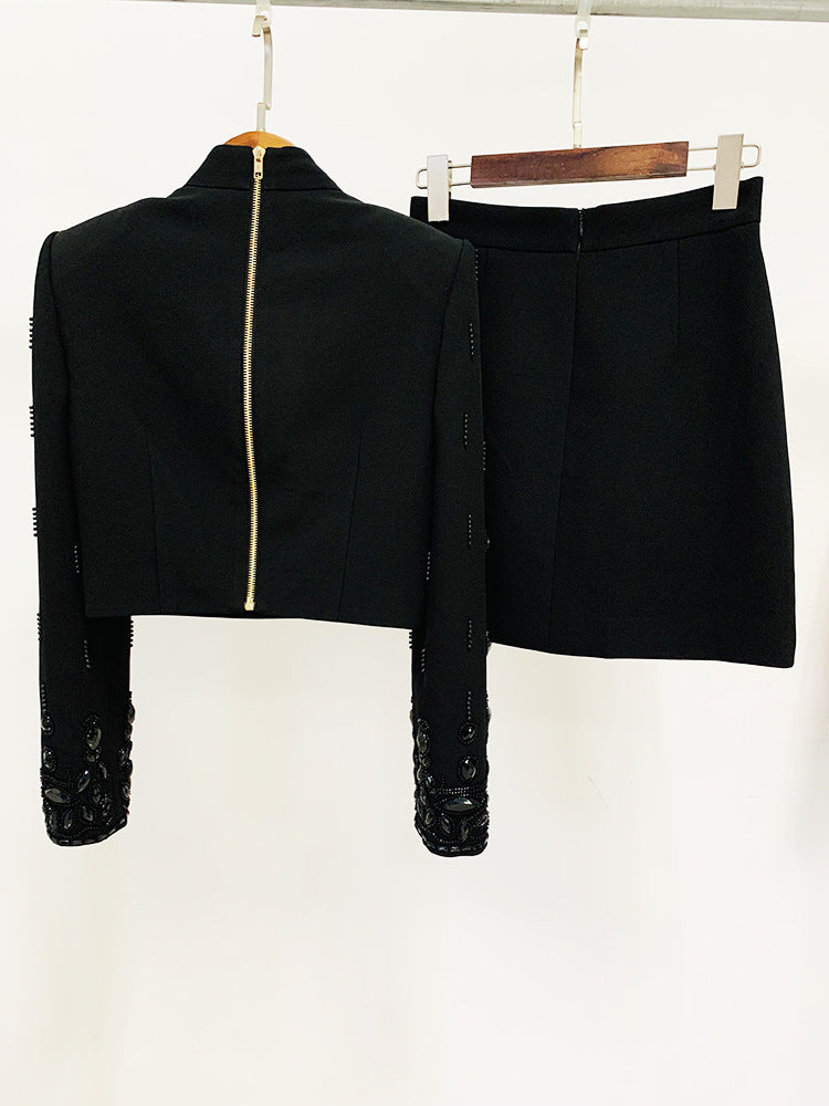 Diamond Inlaid Co-Ord Set with Mini Skirt - Chiccharm Boutique