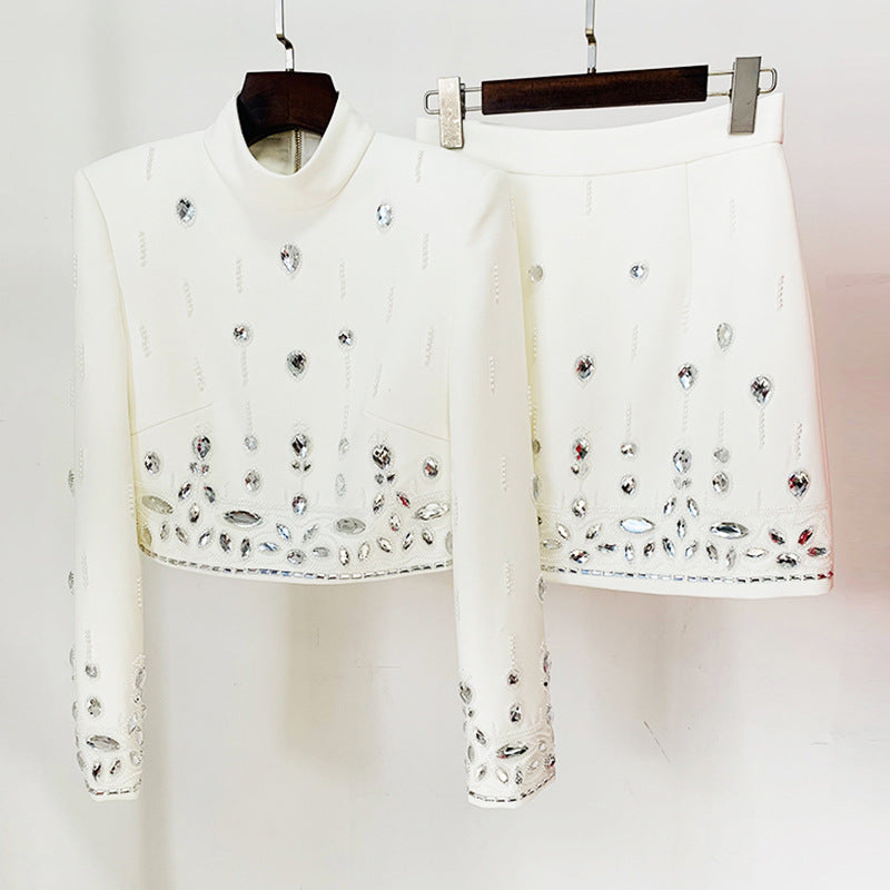 Diamond Inlaid Co-Ord Set with Mini Skirt - Chiccharm Boutique