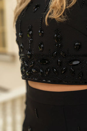 Diamond Inlaid Co-Ord Set with Mini Skirt - Chiccharm Boutique