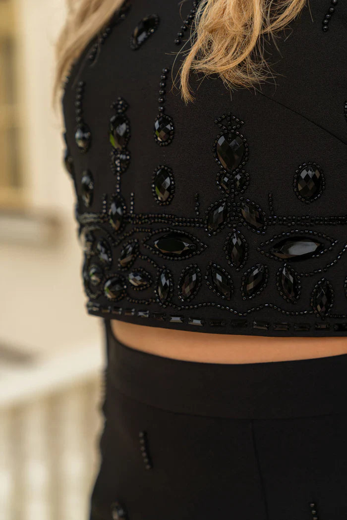 Diamond Inlaid Co-Ord Set with Mini Skirt - Chiccharm Boutique