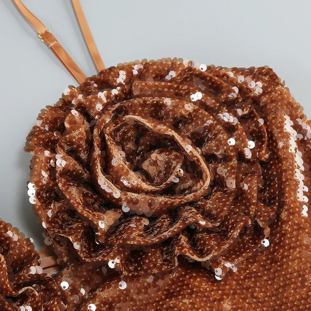 Elegant 3D Flower Sequin Dress - Chic Charm