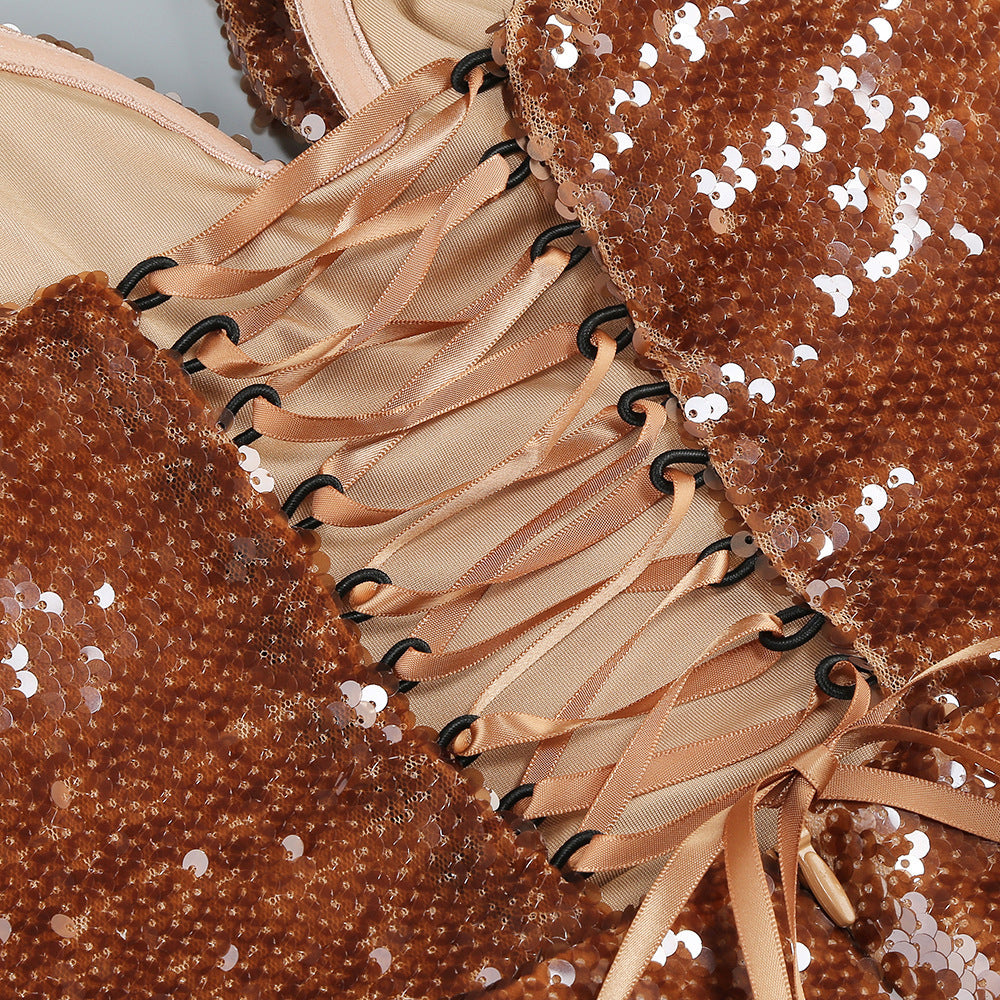 Elegant 3D Flower Sequin Dress - Chic Charm