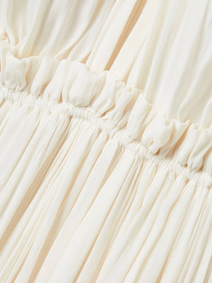 Elegant Layers with Flowing Ruffle Cape Dress 