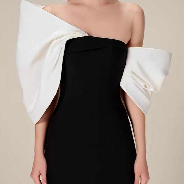 Elegant Off-Shoulder Bow-Back Dress For Evening - Chiccharm Boutique